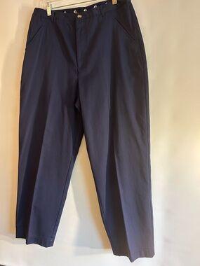 BRECKENRIDGE COTTON BLEND NAVY WITH EMBROIDERED NAUTICAL THEME WAIST INSIDE 12